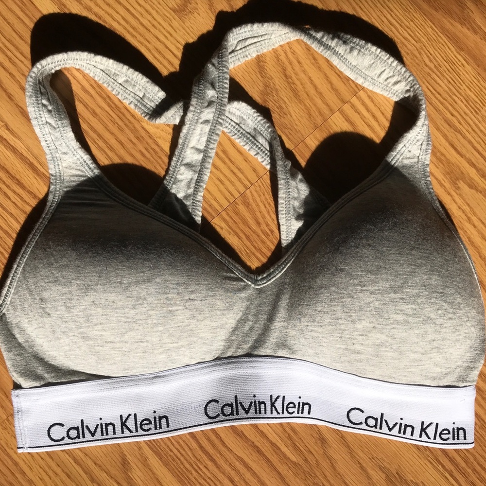 grey calvin klein bralette!